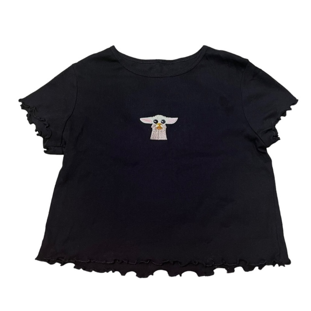 Brand new Baby Yoda Crop top with lettuce trim